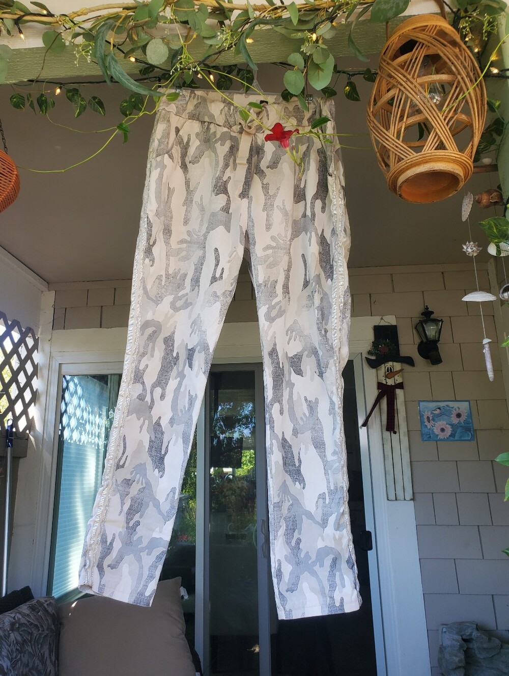 White & Gray Camo Drawstring Pants